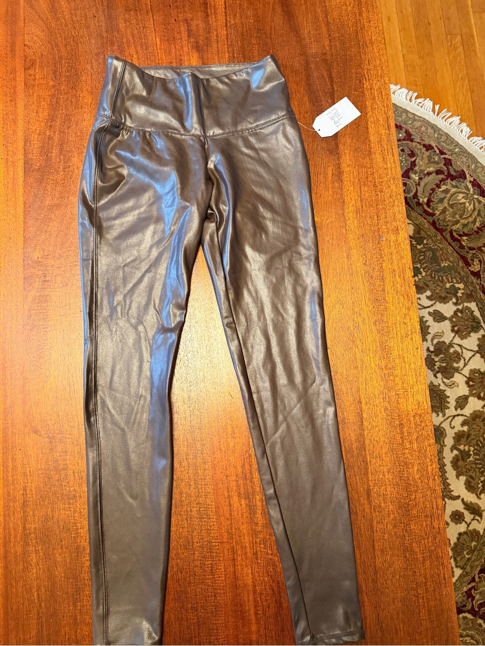 Time and Tru Faux Leather High-Rise Leggings - Brown